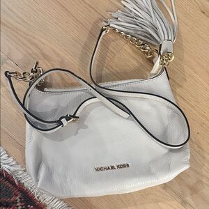 Michael Kors Cream Shoulder Bag with Gold Accents